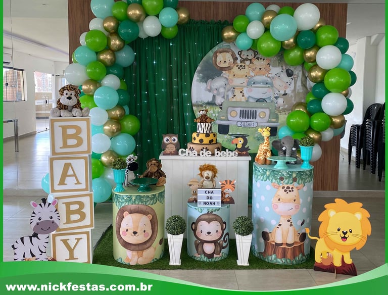 Aluguel de decoração infantil Safari na Freguesia do Ó com mesa decorada temática para festa