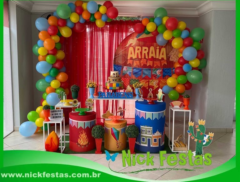 Aluguel de decoração infantil Festa Junina na Freguesia do Ó com mesa decorada temática