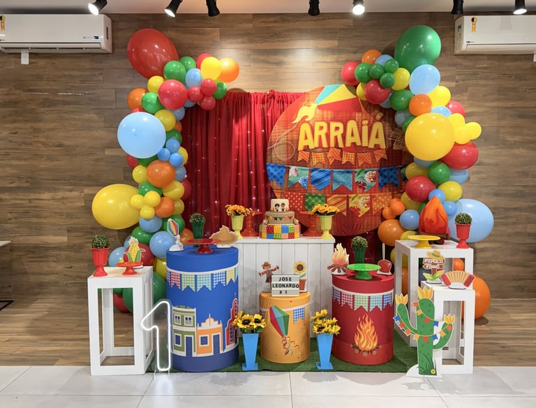 Aluguel de decoração infantil Festa Junina na Freguesia do Ó com mesa decorada temática