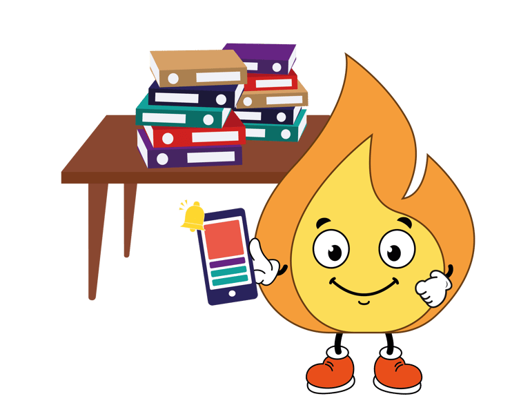 Maxima la flamme orange a un téléphone dans la main