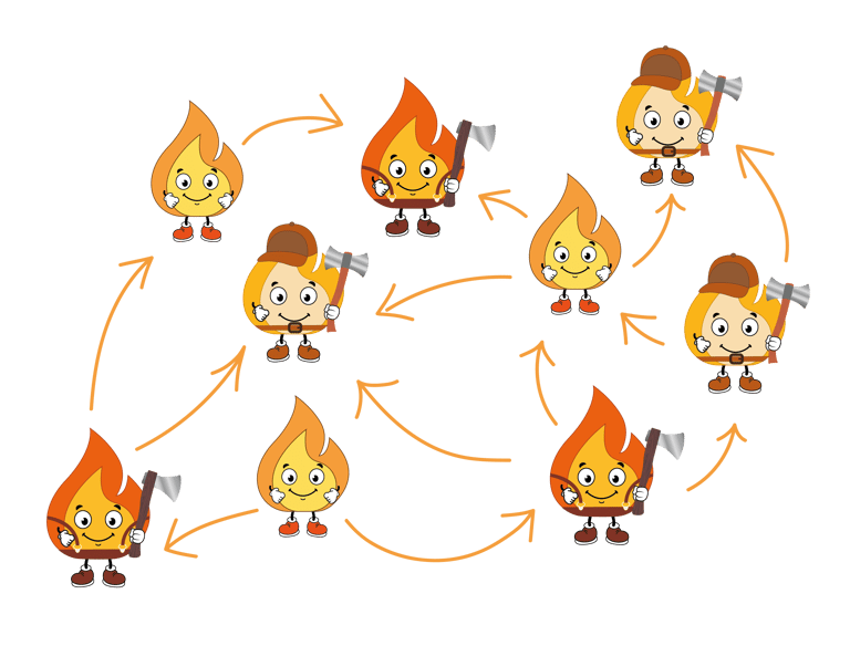 Beaucoup de flammes oranges elles sont dans le réseau de MaxThomasBois