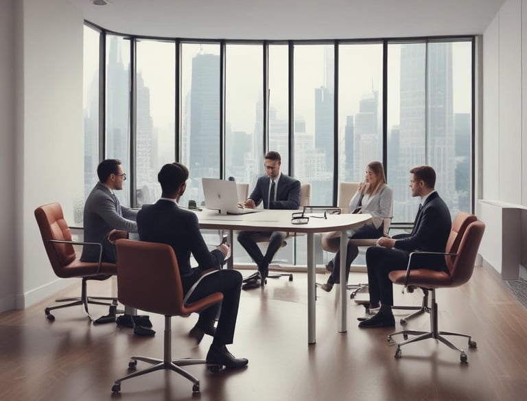 Three individuals engaged in cleaning large glass doors. One person is using a broom or mop to scrub the glass, another is spraying water, and the third person is wearing a hard hat and a safety vest. There are construction materials in the foreground.