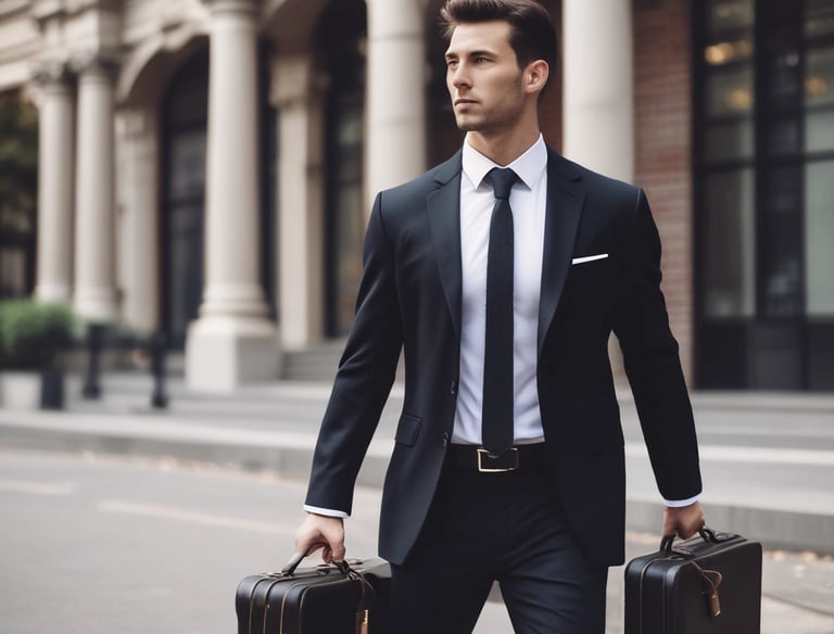 A tall residential building with multiple floors and balconies, set against a clear blue sky. The structure is flanked by lush green trees. At the foreground, a retail space is available for lease, with visible signs advertising it. Several vehicles, including vans and cars, are parked along the street, and a pedestrian walks nearby.