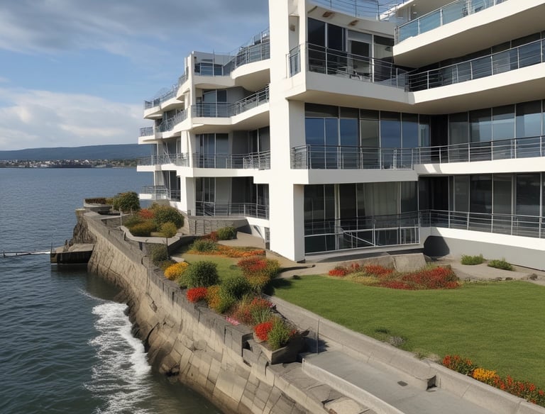 An old, weathered building with green doors and windows, featuring a textured yellow and faded green facade. The roof is made of terracotta tiles, and the building has a 'For Sale' sign with contact information written in Spanish and English. Two cars, a dark blue one and a white one, are parked in front. The building seems situated in a bright, sunny area.