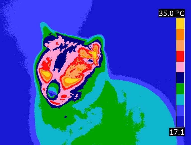 a thermal image of a cat