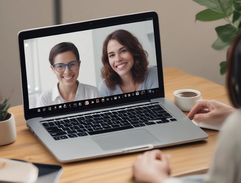 A large banner with the text 'Lembaga Psikologi Terapan DELTA' is displayed prominently. A logo and contact information are included, featuring a website, email address, and phone number. Below the banner, there are two potted plants placed on a black structure.