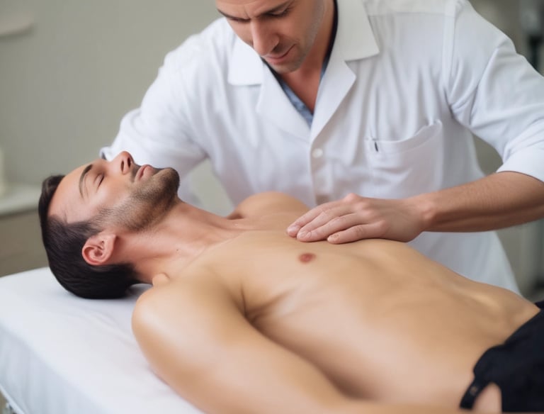 An old-fashioned typewriter displays a sheet of paper with the words 'Holistic Health' on it, set against a background of green grass. The typewriter features keys that are visible at the bottom of the image.