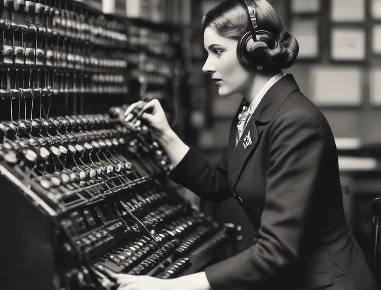 A small, white humanoid robot with blue accents, including eyes, mouth, and a circular badge with the letters 'AI' on its chest, is positioned in front of a blue laptop on a metallic surface. The robot has a simple, smooth design with two cylindrical arms and a small antenna on top.