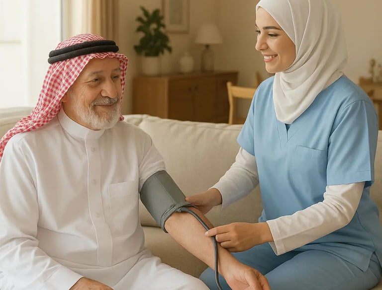 متابعة دقيقة لحالات السكري، الضغط، والقلب، مع خطط عناية منزلية مخصصة لكل مريض للحفاظ على استقرار حال