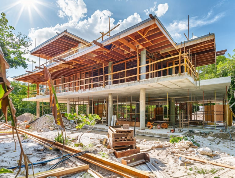 Construcción ecológica en zona residencial en la Riviera Maya