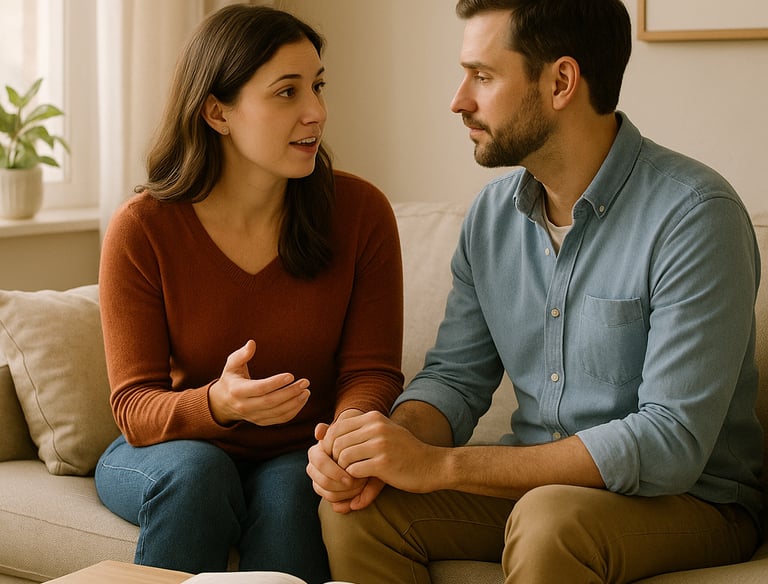 Pareja solucionando sus problemas tranquilos