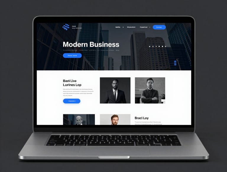 A clean business website displayed on a desktop and mobile device, showing responsive design.