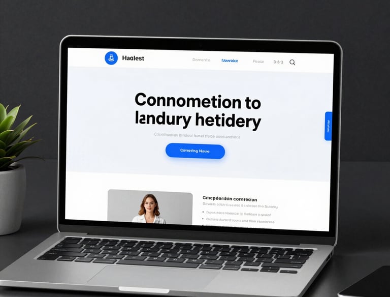A sleek, modern landing page design on a laptop screen with vibrant call-to-action buttons.