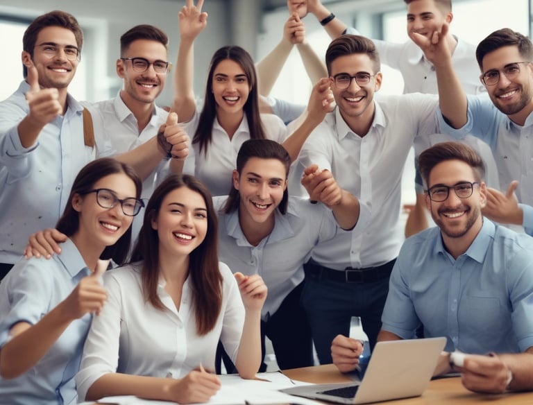 A diverse group of professionals collaborating in a modern workspace.
