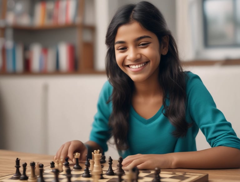 A chess instructor teaching a student at home.