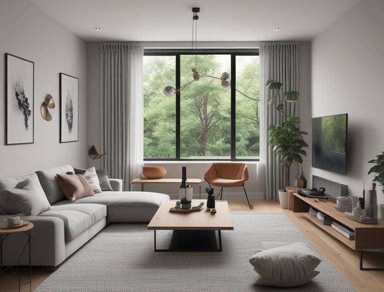 A modern living room after a creative renovation.