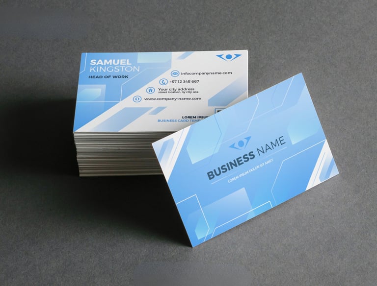 a business card with a business card holder
