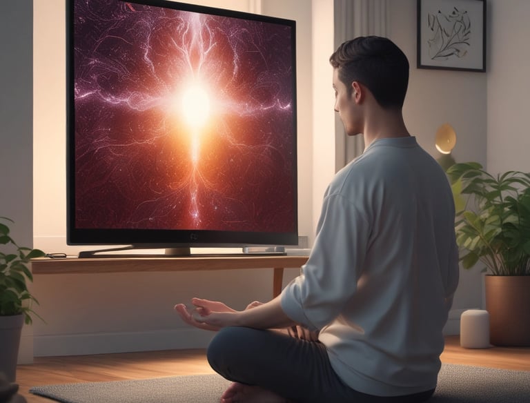 A serene person meditating with soft glowing light around, symbolizing spiritual connection.