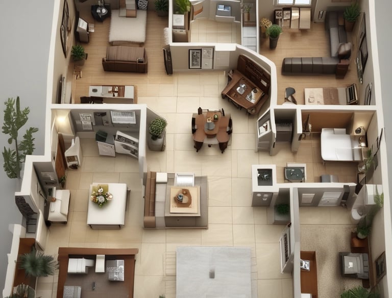 A cozy living room with soft natural light highlighting minimalist furniture and warm textures.