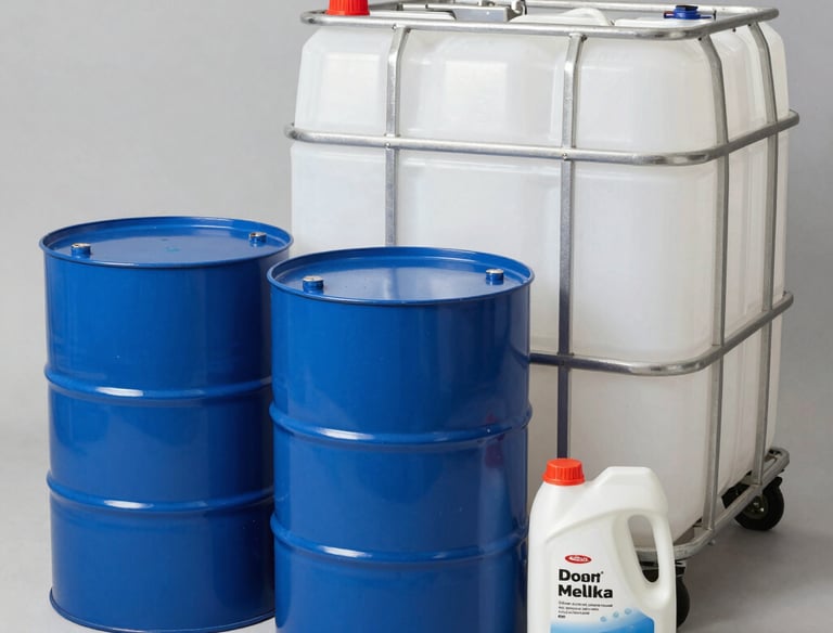 Technician carefully blending chemicals in a lab setting with blue and grey tones.