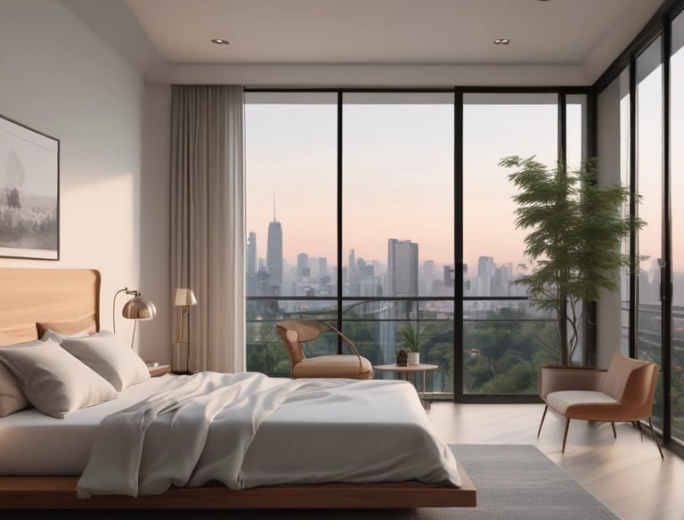 Modern kitchen and living area in a 3 BHK home with natural light.