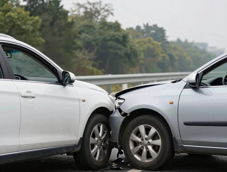 a man riding a skateboard down a street next to tall buildings