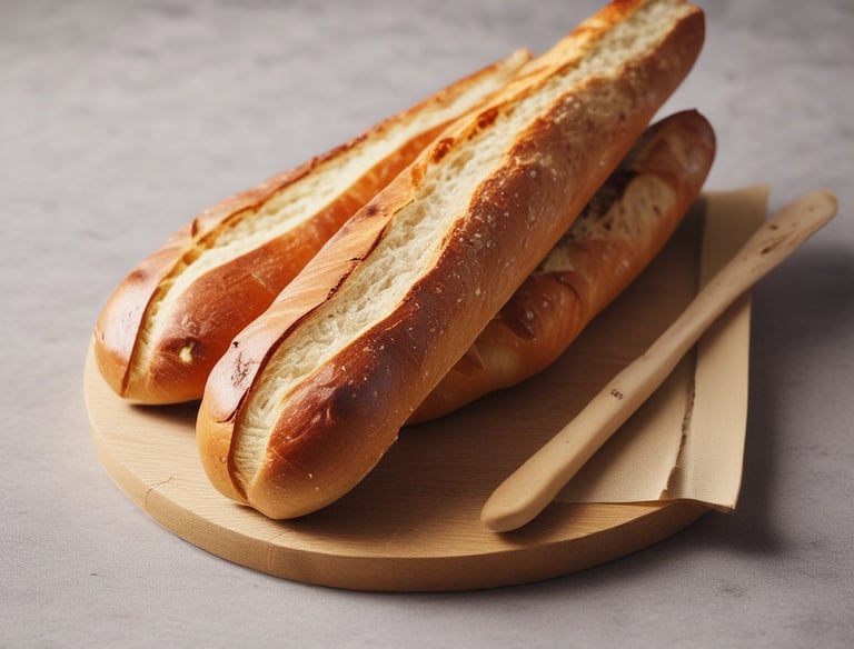 A warm, inviting table set with a complete meal including fresh bread and pastries in a cozy bakery setting.