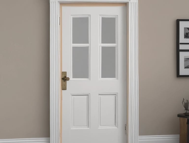 A maintenance technician inspecting and repairing woodwork.