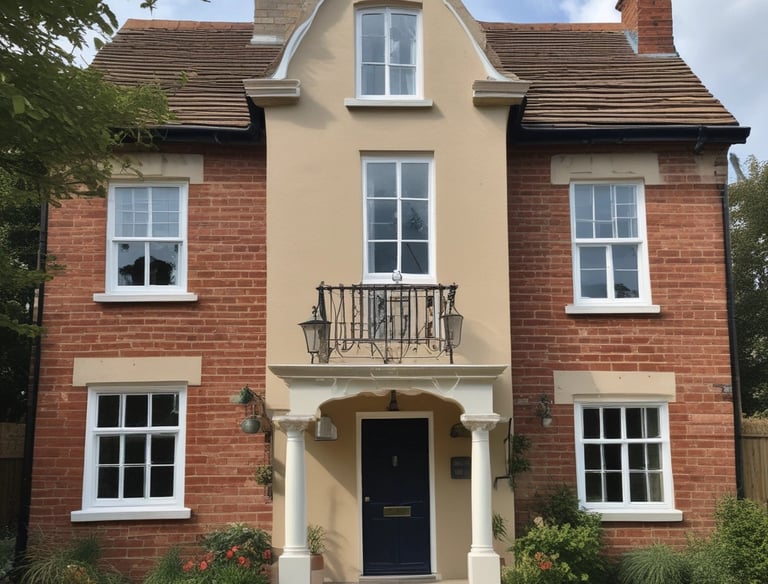 Exterior of a modern commercial building being painted in vibrant, weather-resistant colors.