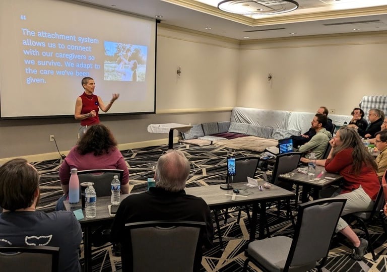 Kassandra teaching on attachment at HCC 2025. Photo by Jen I
