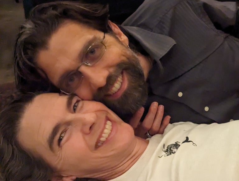 up close of two people cuddling