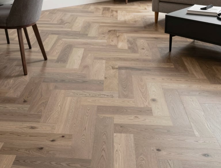 Elegant golden parquet plank icon with clean lines on white.