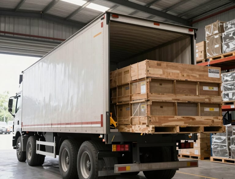 A 53 trailer being loaded in a warehouse 