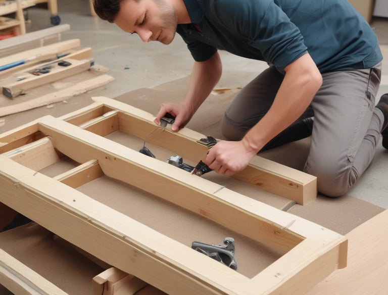 A clean and organized living room after professional cleaning.