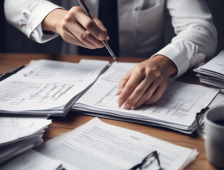Team meeting discussing accounting strategies around a conference table.