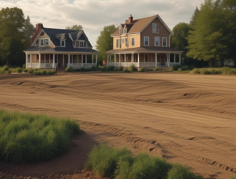 A calm rural landscape showing vacant parcels with natural vegetation.