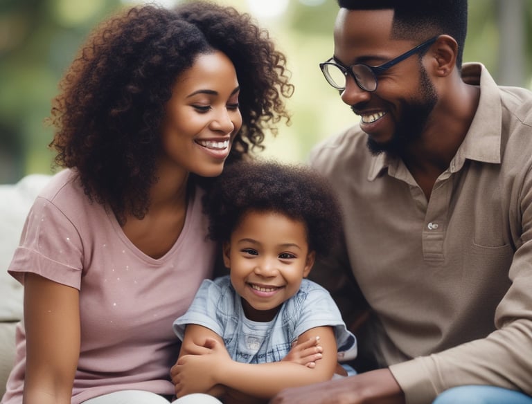 A cozy family therapy setting with soft cushions and gentle lighting.