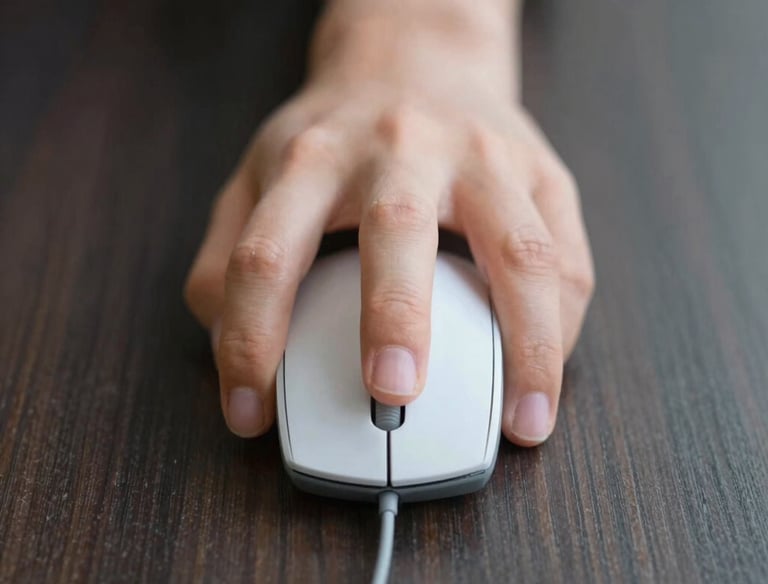Close-up of a plumber fixing pipes with a laptop open showing his website.