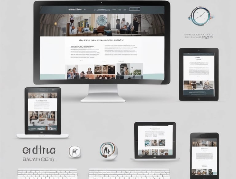 Sleek, modern website layout with bold typography in black and white.