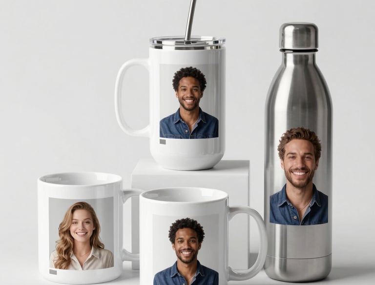 A personalized ceramic mug with a colorful, heartfelt design glowing in morning light.