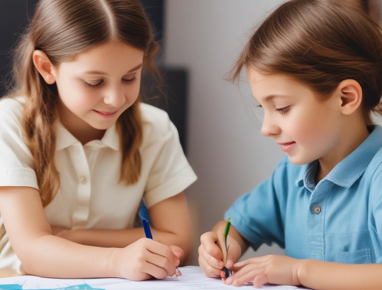 Child engaged in a one-on-one speech therapy session in a bright, cozy room.