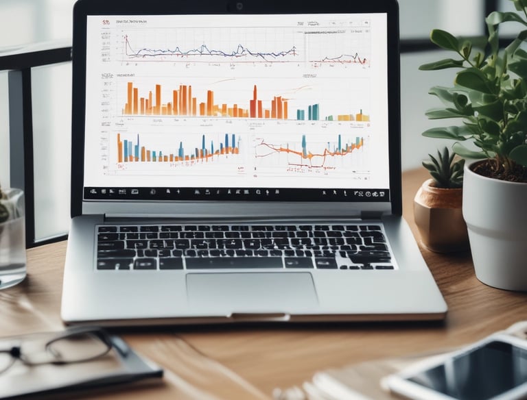 A focused business owner reviewing charts and notes at a desk.
