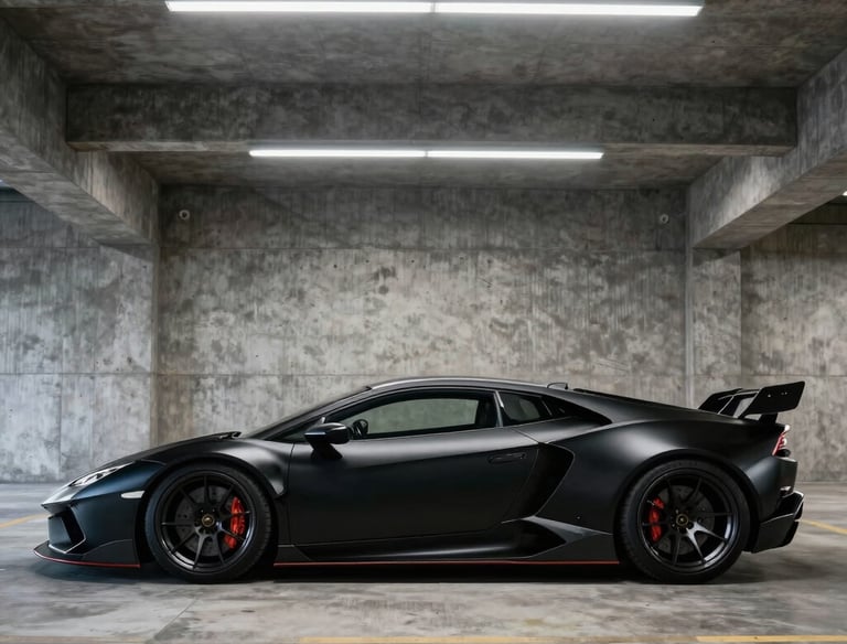 Blacked-out sports car with window tint and chrome delete