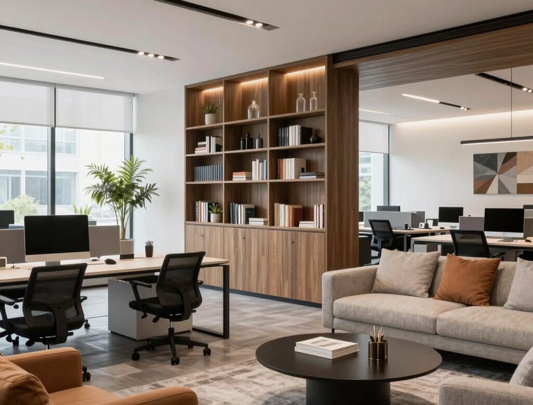 A cozy living room wall adorned with textured, elegant wallpaper in warm tones.