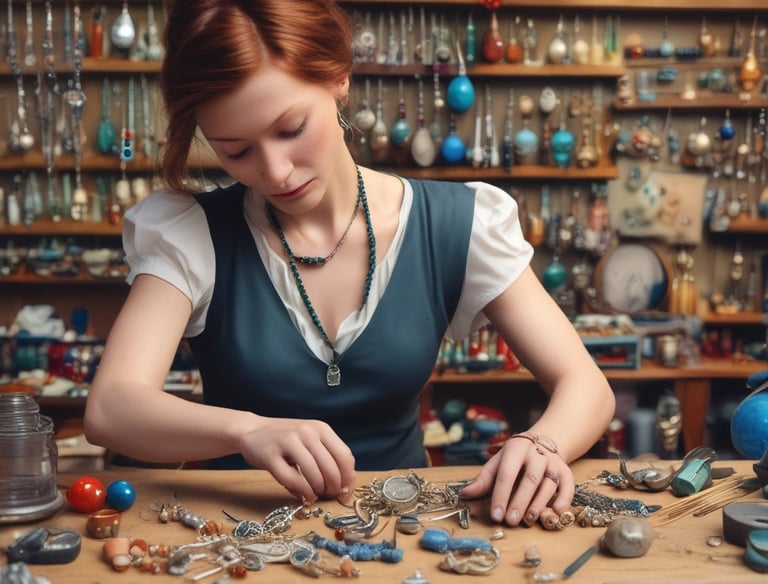 Joyera artesana creando joyas a mano