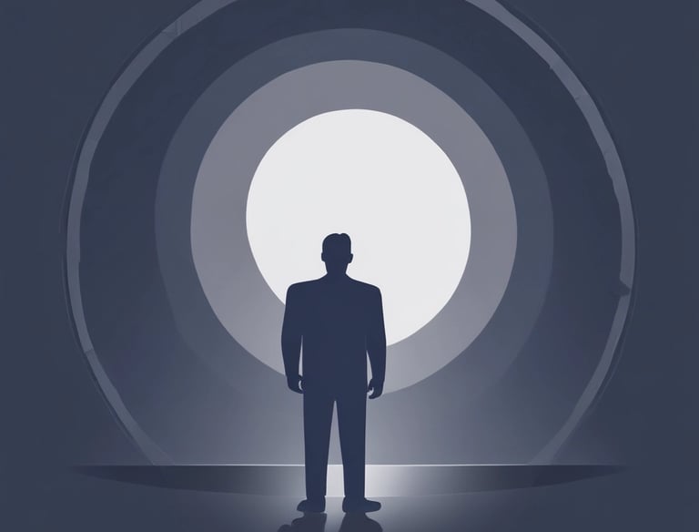 Minimalist dark blue image symbolizing leadership coaching.