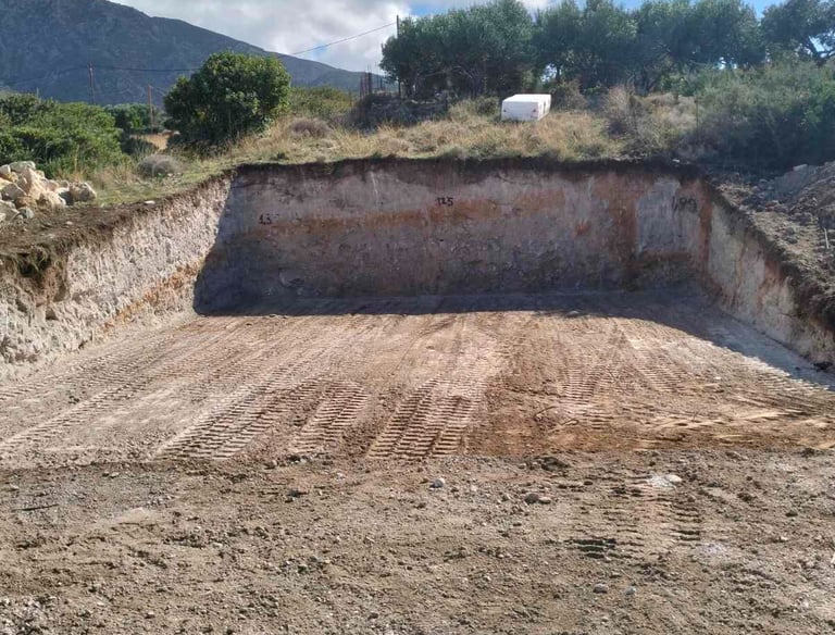 Foundation excavation at construction site