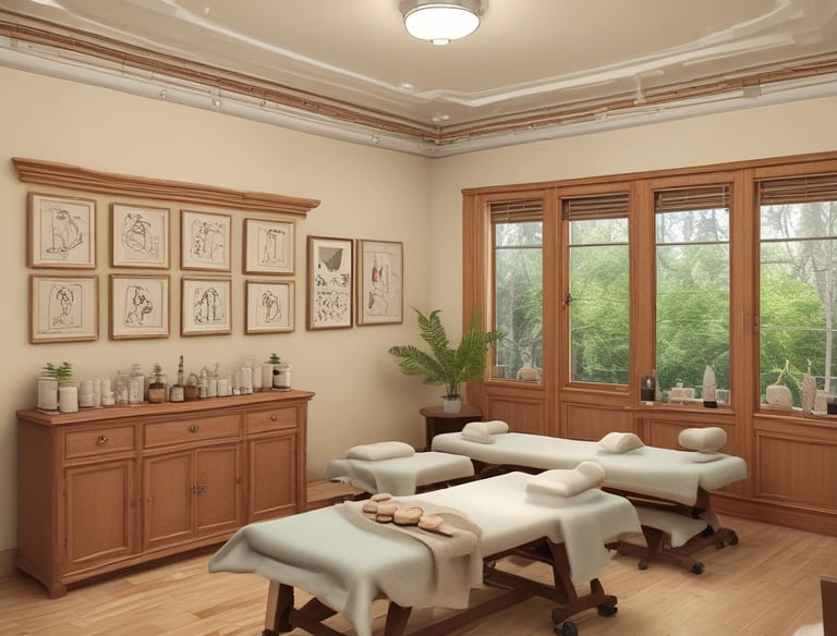 Smooth black hot stones arranged on a towel beside aromatic candles.