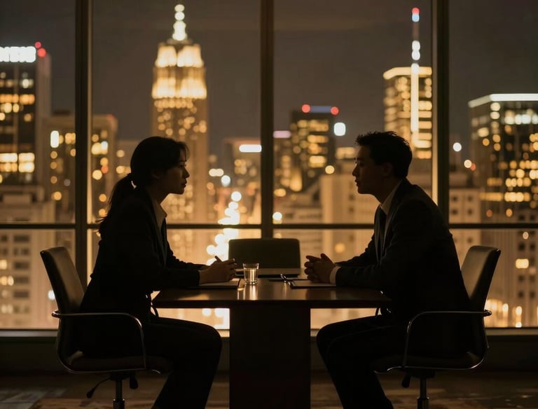A scientist filming a nature documentary in a misty forest at dawn.