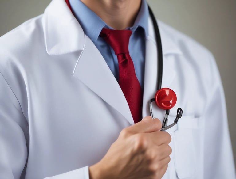 doctor holding red stethoscope